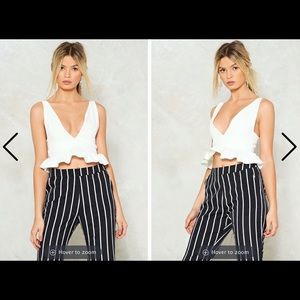 Plunging ruffled top